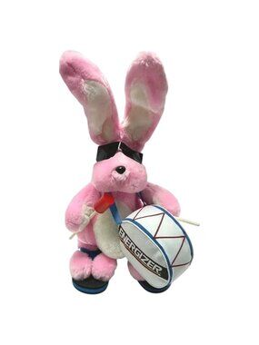 Vintage Energizer Bunny Pink Plush 21 inch tall 1989 Battery Rabbit Moves